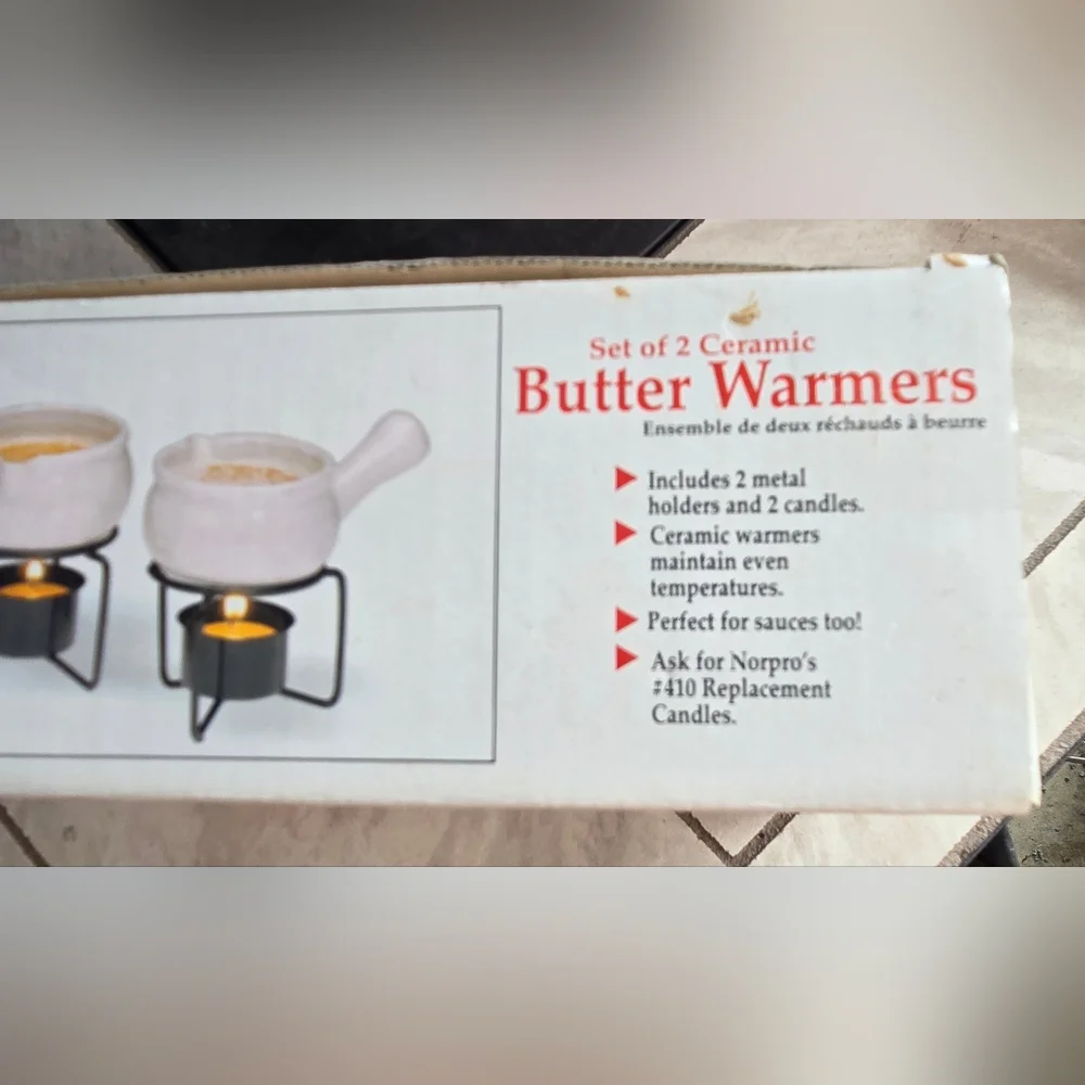 Ceramic Butter Warmer Set - White